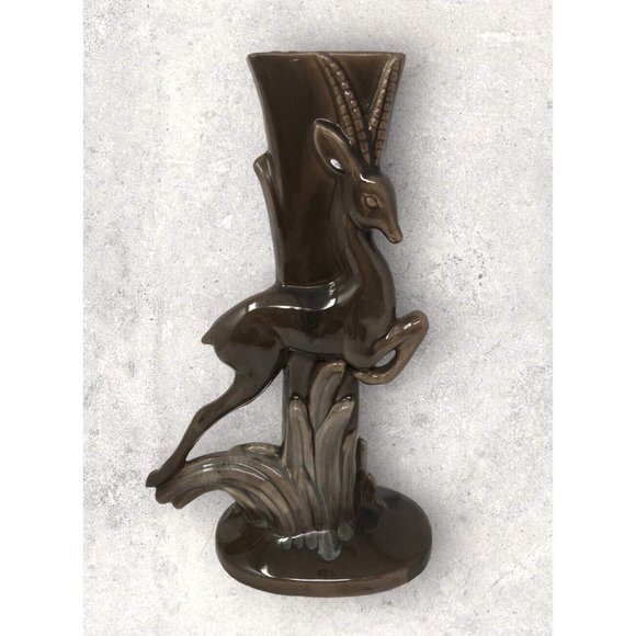 Royal Haeger Gazelle Vase Art Pottery Mid Century Decor Drip Glaze 14.25" - Picture 1 of 13